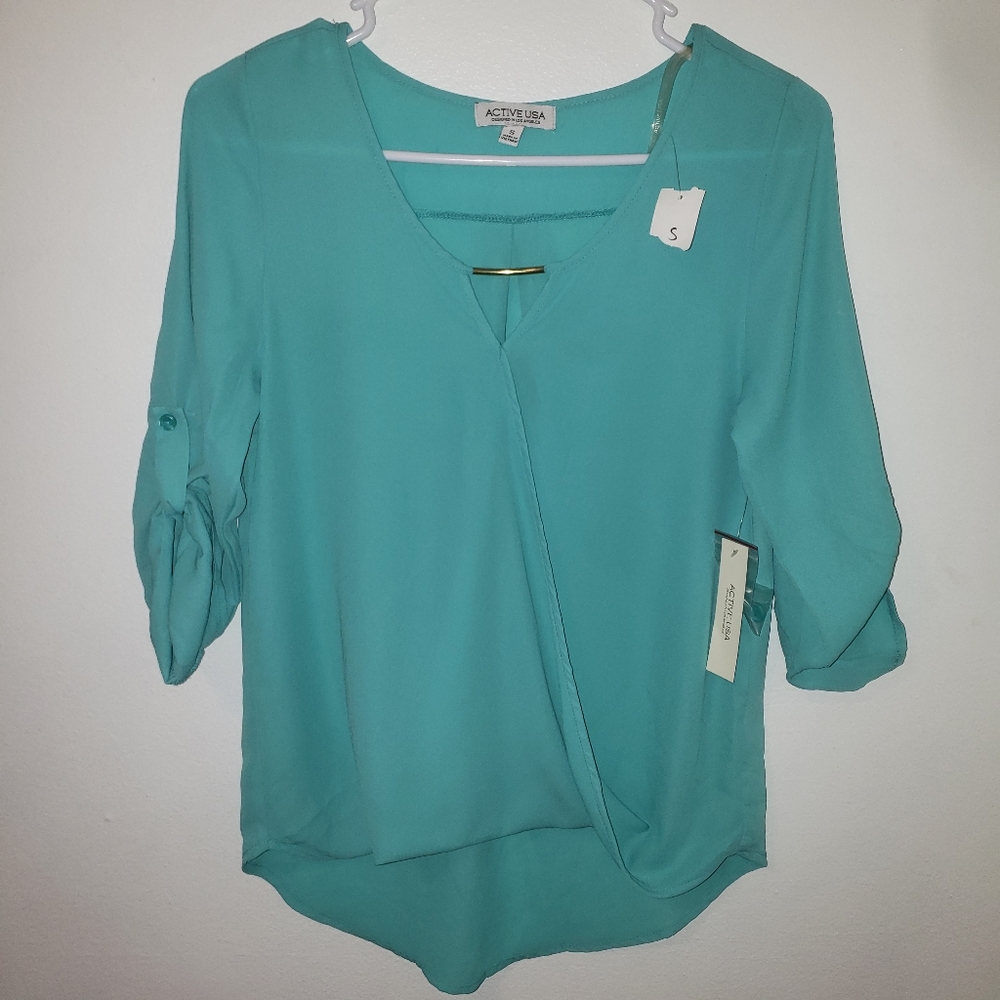 Turquoise Half Sleeve Blouse